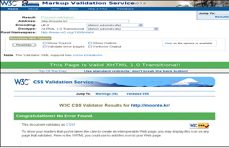 w3c xhtml and css validator results
